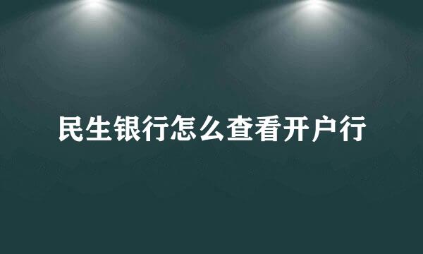 民生银行怎么查看开户行