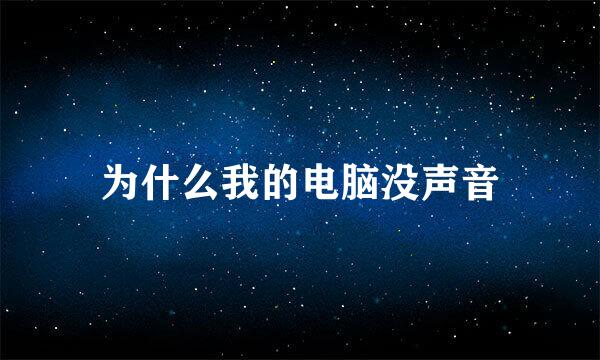 为什么我的电脑没声音