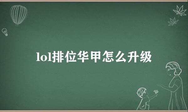 lol排位华甲怎么升级
