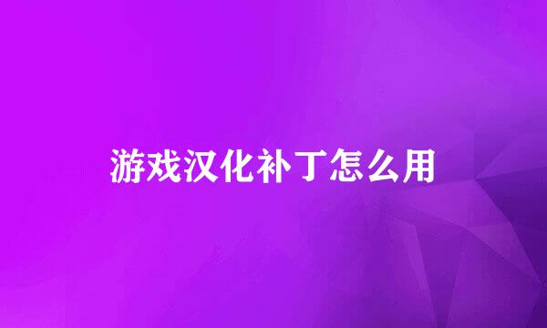 游戏汉化补丁怎么用
