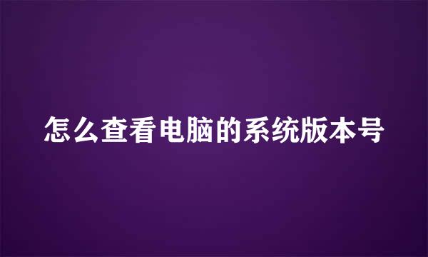 怎么查看电脑的系统版本号