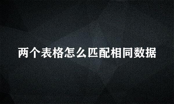两个表格怎么匹配相同数据