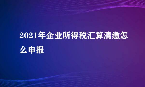 2021年企业所得税汇算清缴怎么申报