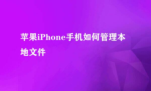 苹果iPhone手机如何管理本地文件