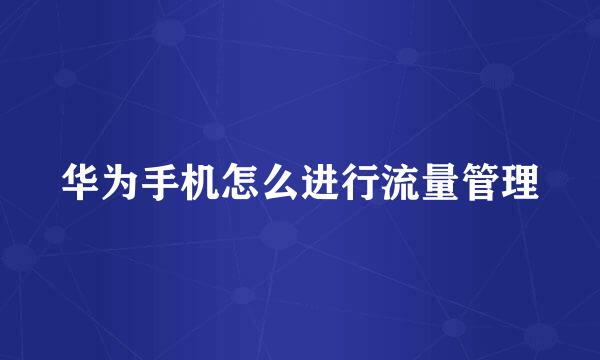 华为手机怎么进行流量管理