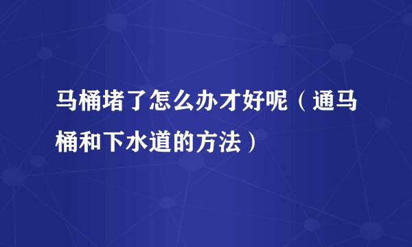 马桶堵了怎么办才好呢（通马桶和下水道的方法）