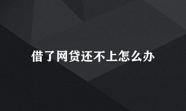 借了网贷还不上怎么办