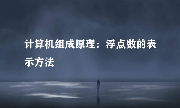 计算机组成原理：浮点数的表示方法