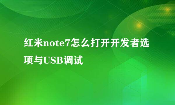 红米note7怎么打开开发者选项与USB调试