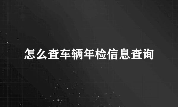 怎么查车辆年检信息查询