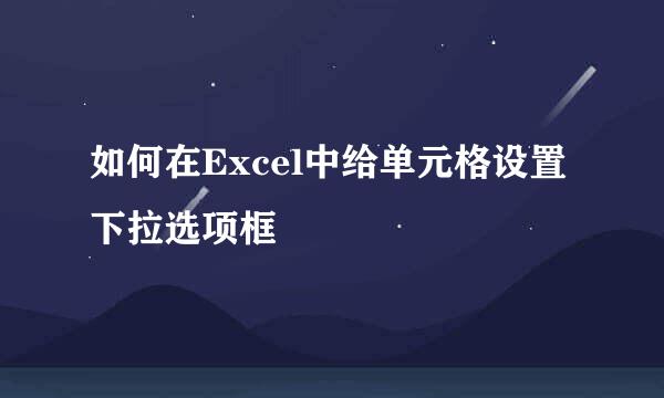 如何在Excel中给单元格设置下拉选项框