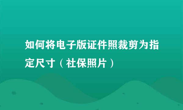 如何将电子版证件照裁剪为指定尺寸（社保照片）