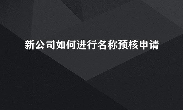 新公司如何进行名称预核申请