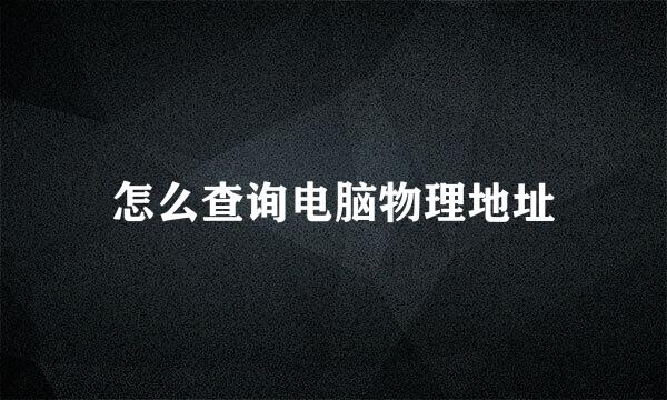 怎么查询电脑物理地址