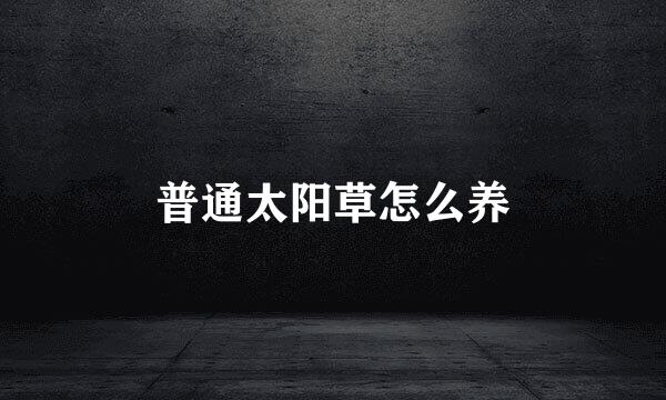 普通太阳草怎么养