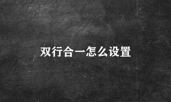 双行合一怎么设置