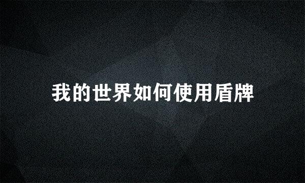 我的世界如何使用盾牌