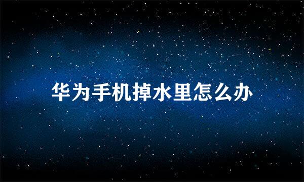 华为手机掉水里怎么办