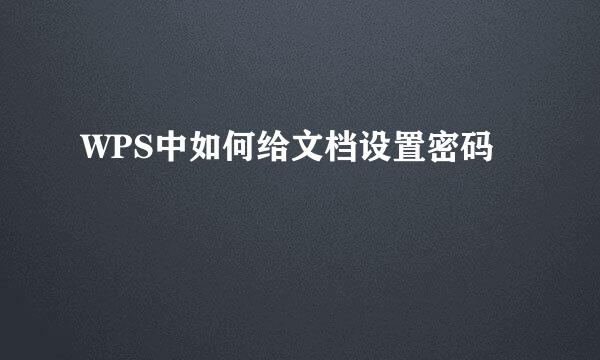 WPS中如何给文档设置密码
