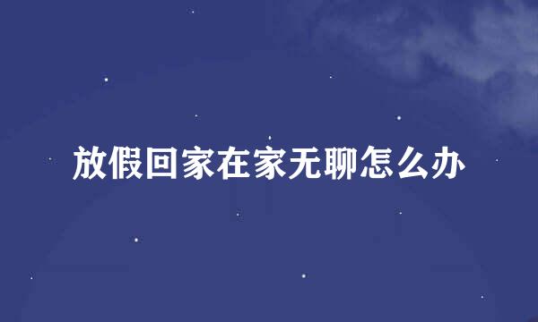 放假回家在家无聊怎么办