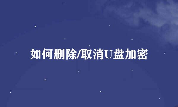 如何删除/取消U盘加密