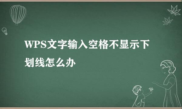 WPS文字输入空格不显示下划线怎么办