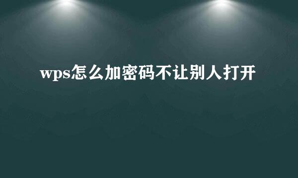 wps怎么加密码不让别人打开