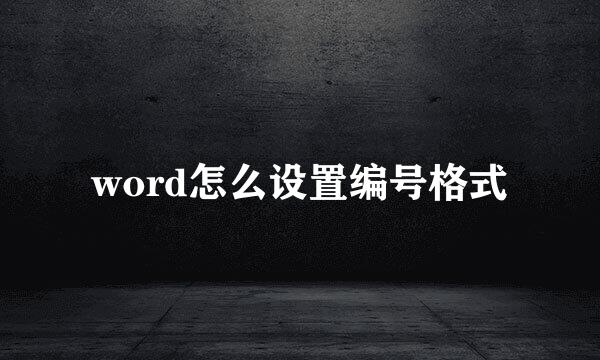 word怎么设置编号格式