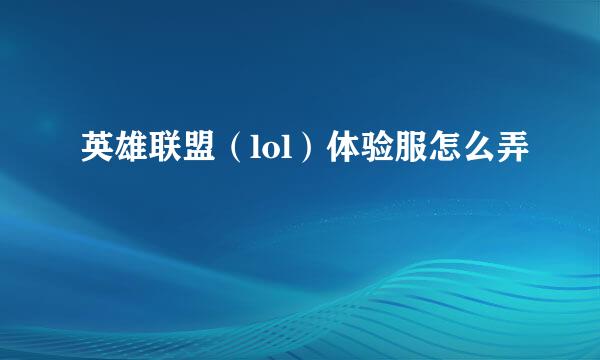 英雄联盟（lol）体验服怎么弄