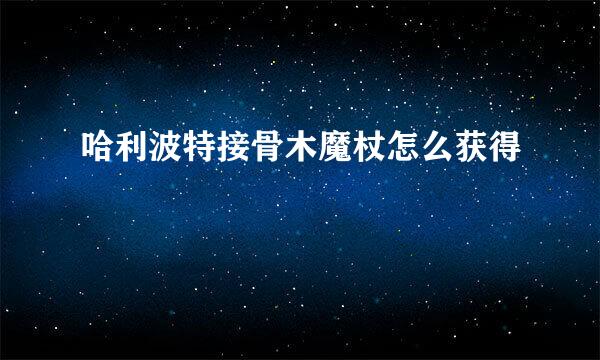 哈利波特接骨木魔杖怎么获得