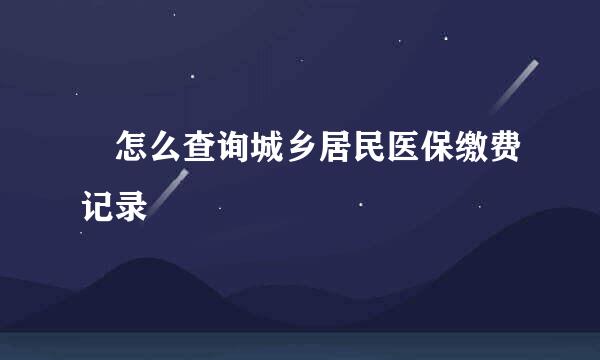 ​怎么查询城乡居民医保缴费记录