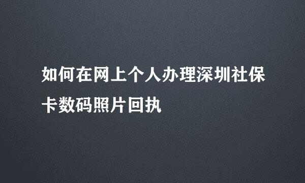 如何在网上个人办理深圳社保卡数码照片回执