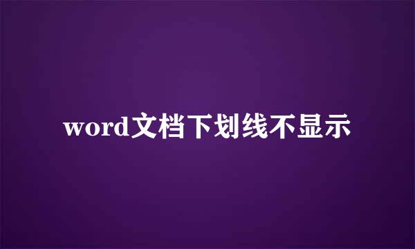 word文档下划线不显示