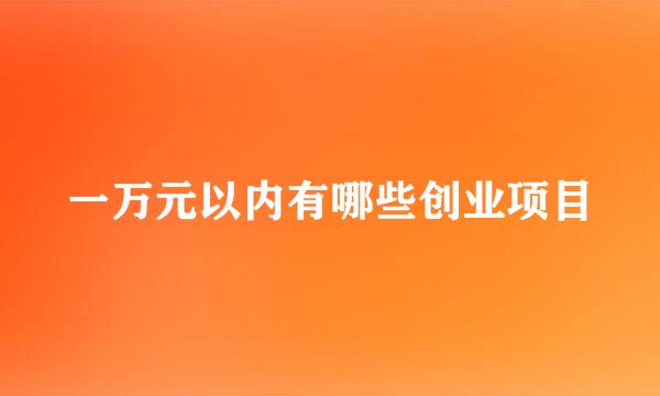 一万元以内有哪些创业项目