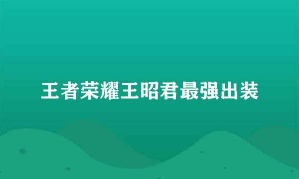 王者荣耀王昭君最强出装
