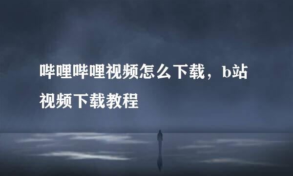 哔哩哔哩视频怎么下载，b站视频下载教程