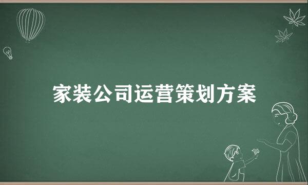 家装公司运营策划方案