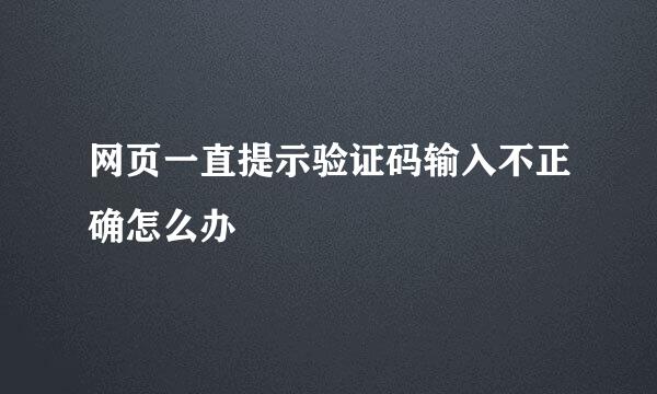 网页一直提示验证码输入不正确怎么办