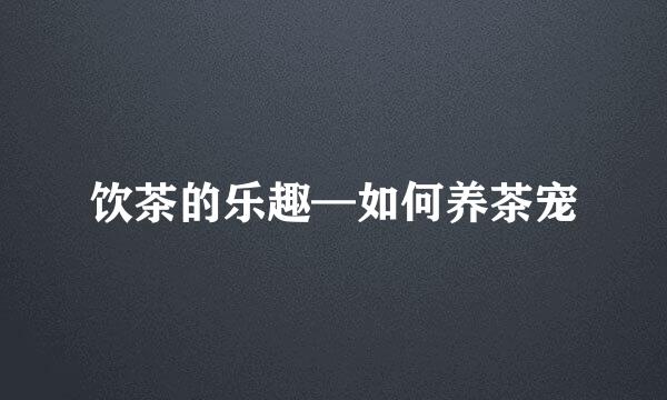 饮茶的乐趣—如何养茶宠