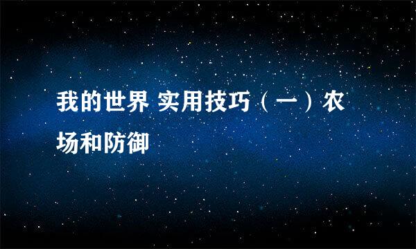 我的世界 实用技巧（一）农场和防御