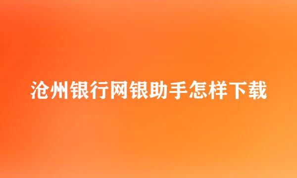 沧州银行网银助手怎样下载