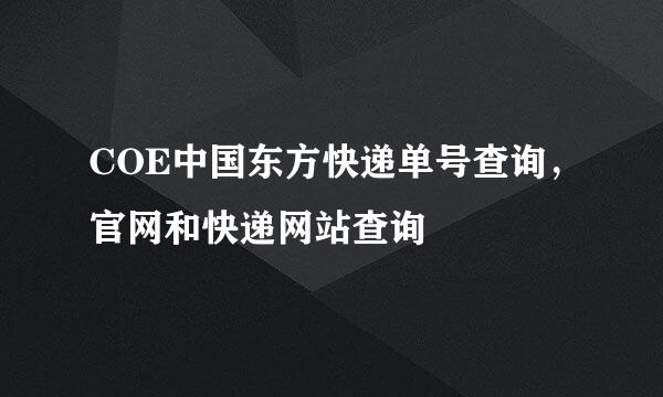COE中国东方快递单号查询，官网和快递网站查询