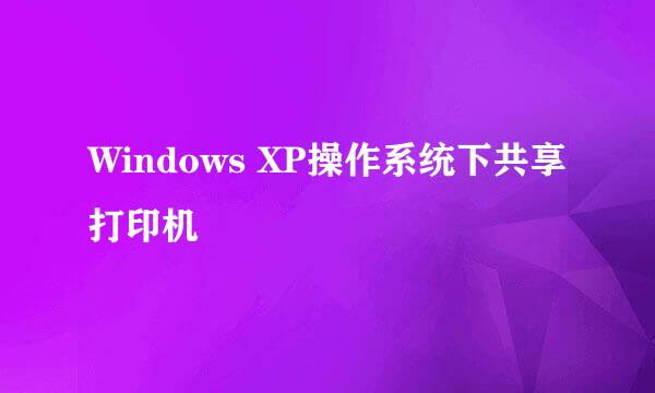 Windows XP操作系统下共享打印机