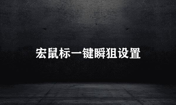 宏鼠标一键瞬狙设置