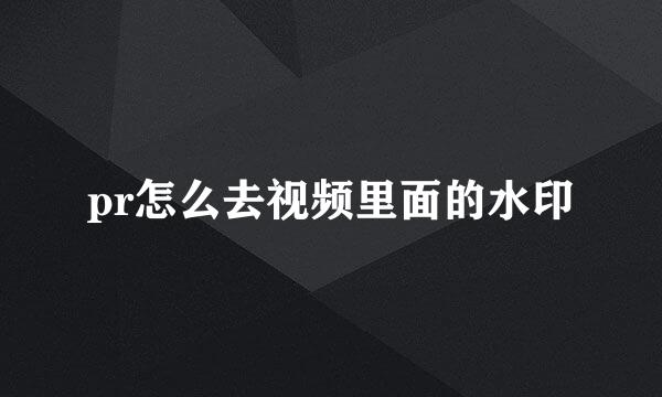 pr怎么去视频里面的水印