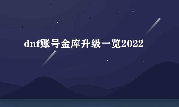 dnf账号金库升级一览2022