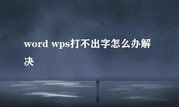 word wps打不出字怎么办解决