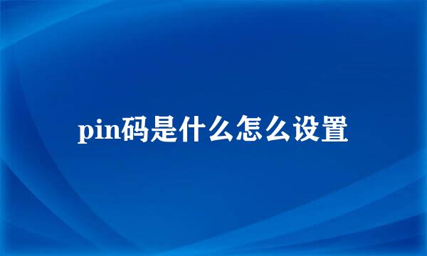pin码是什么怎么设置