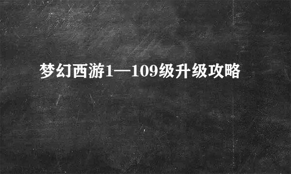 梦幻西游1—109级升级攻略