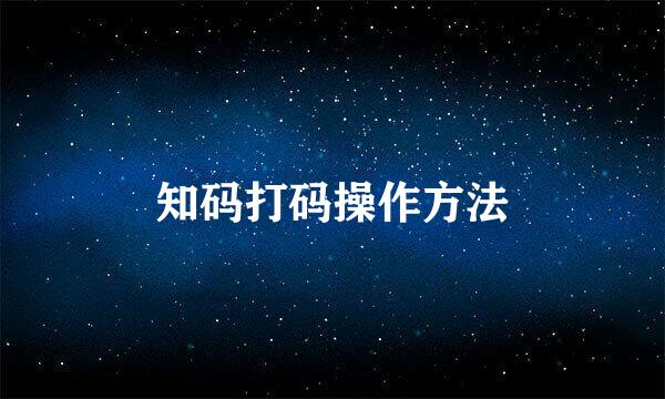 知码打码操作方法